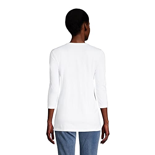 Lands' End Womens 3Q Cotton Supima Crew Neck Tunic White Plus 2x