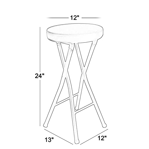 ZYLEDW Home Folding Stool – Heavy Duty 19/24 Inch Collapsible Padded Round Stool with 300 Pound Capacity for Dorm, Rec Room or Gameroom - Black/White/Brown