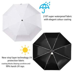 DBA FDJASGY UV Sun Umbrella Compact Folding Travel Umbrella Auto Open Close Compact Folding Rain Umbrellas for Women Men Blocking UV 99.98% White