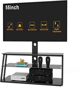 tv stand with mount height adjustable bracket entertainment stand for 32 to 65 inch plasma lcd led or curved screen tv 3-tier tempered glass universal media stand floor tv stand ianiya