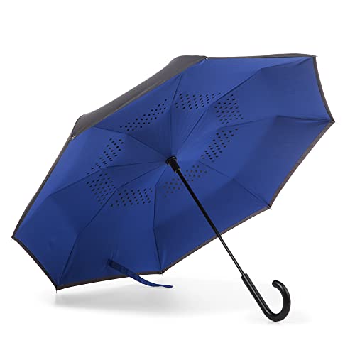 totes InBrella Reverse Close Umbrella, Invisible Water Repellent Coating, Auto Close