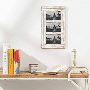 Rustic Distressed 3 Picture Photo Frames Collage 4x6 Wall Mounted Craftsmanship, Hanging Horizontal and Vertical, Gift for Halloween, Thanks Giving Day, Birthday, Anniversary, Christmas, New Year, Mother's Day（White)