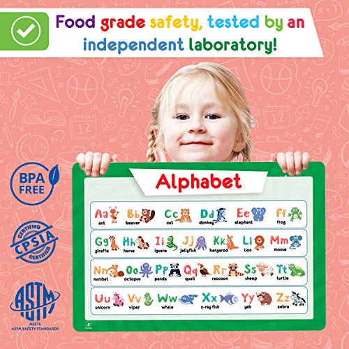 Simply Magic 5 Placemats for Kids - Kids Placemats Non Slip, Washable Reusable Toddler Placemats, Educational Placemats: Alphabet ABC, Shapes, Colors, Numbers, Solar System, Plastic Placemats for Kids