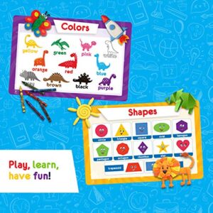 Simply Magic 5 Placemats for Kids - Kids Placemats Non Slip, Washable Reusable Toddler Placemats, Educational Placemats: Alphabet ABC, Shapes, Colors, Numbers, Solar System, Plastic Placemats for Kids