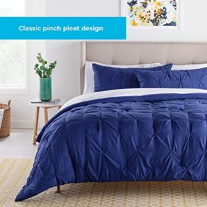 LINENSPA All Season Hypoallergenic Down Alternative Microfiber Comforter, Oversized Queen, Dark Blue