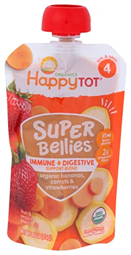 HAPPY TOT Organic Banana, Carrots, & Strawberries Immunity Baby Food, 4 OZ