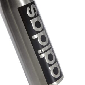 adidas 600 Ml (20 Oz) Straw Top Metal Water Bottle, Hot/Cold Double-Walled Insulated 18/8, Stainless Steel/Black, One Size