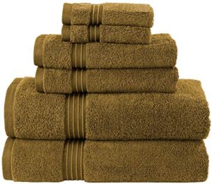 bliss casa 6 pieces towel set; 2 bath towels, 2 hand towels and 2 washcloths - 600 gsm 100% combed cotton quick dry highly absorbent thick bathroom towels - soft hotel quality for bath and spa (beige)
