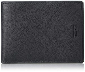 tumi nassau double billfold wallet - leather wallet for men with id window and 4 card pockets - men's wallet, card cases, and money organizers - rfid protected wallet - textured black