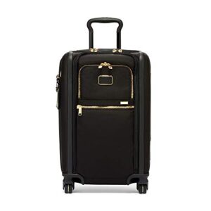 tumi alpha 3 international dual access 4-wheeled carry-on luggage - with built-in usb port and integrated tsa lock - 22-inch rolling suitcase for men and women - black/gold