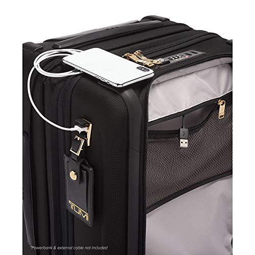 TUMI Alpha 3 International Dual Access 4-Wheeled Carry-On Luggage - With Built-In USB Port and Integrated TSA Lock - 22-Inch Rolling Suitcase for Men and Women - Black/Gold