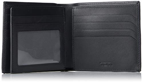 TUMI Nassau Global Center Flip Passcase Wallet with RFID Lock for Men - Fitted with 2 Cash Sleeves Sized for International Currencies - Black Texture