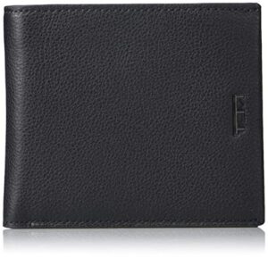 tumi nassau global center flip passcase wallet with rfid lock for men - fitted with 2 cash sleeves sized for international currencies - black texture