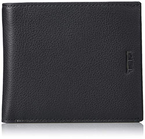 TUMI Nassau Global Center Flip Passcase Wallet with RFID Lock for Men - Fitted with 2 Cash Sleeves Sized for International Currencies - Black Texture