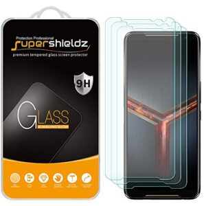 supershieldz (3 pack) designed for asus rog phone 2 / rog phone ii (zs660kl) tempered glass screen protector, anti scratch, bubble free