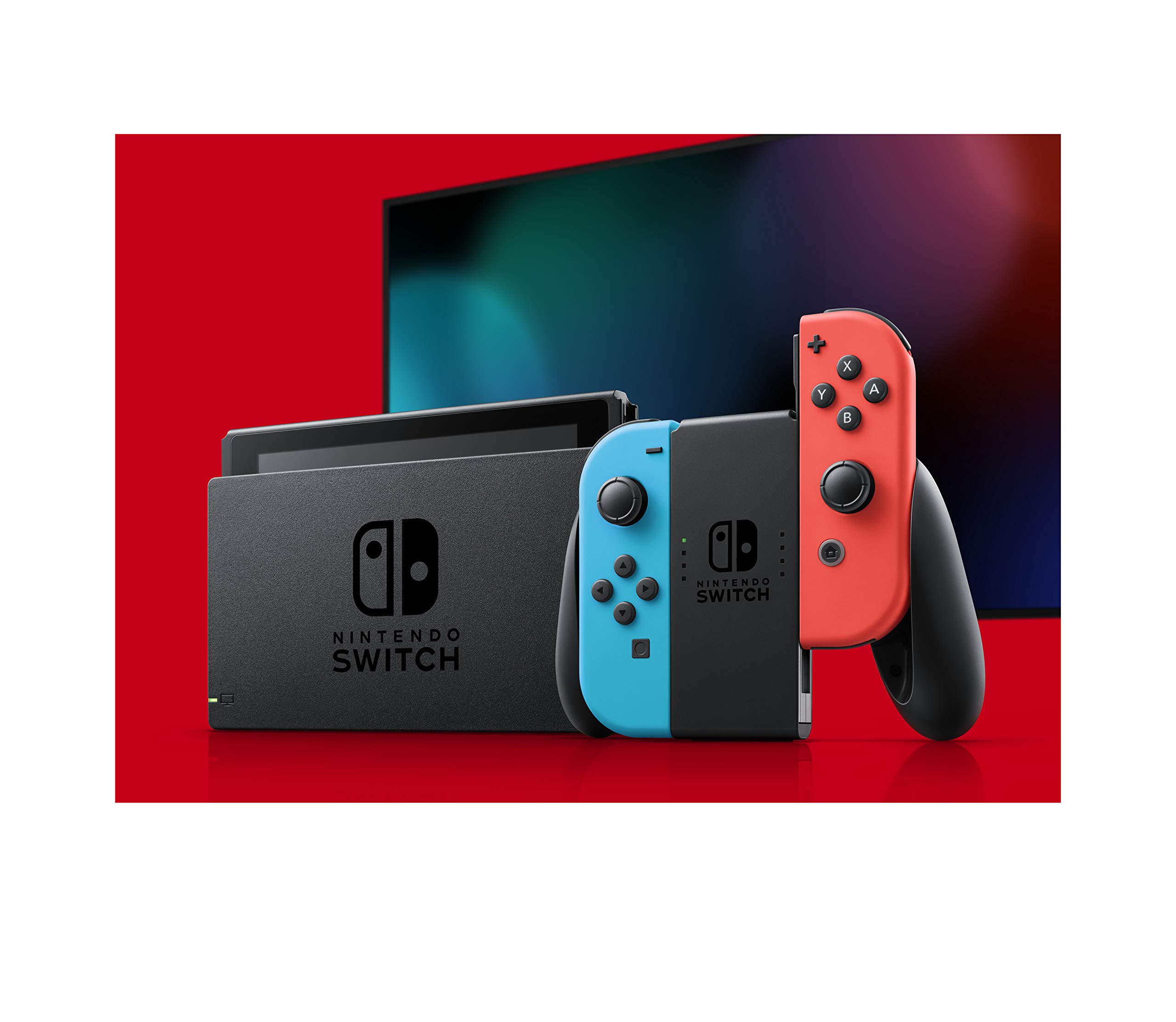 Nintendo Switch V2 Game Console - Black (HAC-001(-01) w/ OEM Blue/Red Joycon (Renewed)