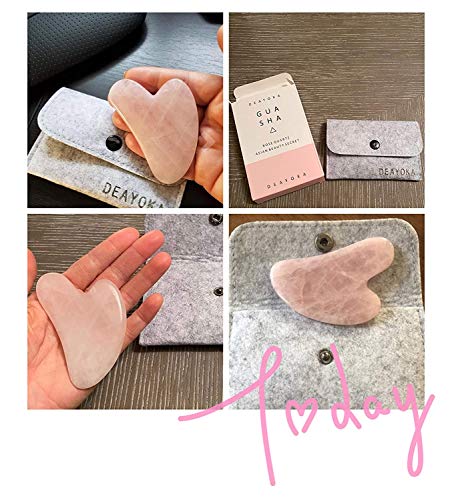 DEAYOKA Rose Quartz Gua Sha Tool - Asian Beauty Secret - 100% Authentic & Genuine Rose Quartz