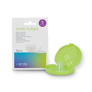 ardo tulips contact nipple shields for breastfeeding, made in switzerland, 2 count with carrying case, bpa free (s, 16mm)