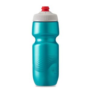 polar bottle breakaway wave lightweight bike water bottle - bpa-free, cycling & sports squeeze bottle (teal & silver, 24 oz)