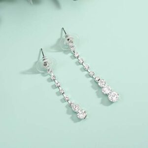 Jakawin Bride Silver Bridal Necklace Earrings Set Crystal Wedding Jewelry Set Rhinestone Choker Necklace for Women and Girls (Set of 3) (NK143-3)