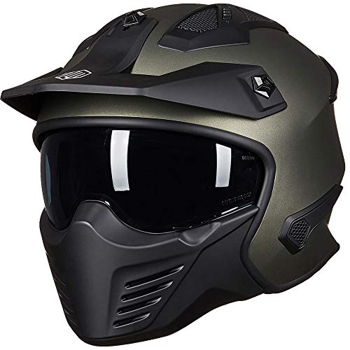 ILM Open Face Motorcycle 3/4 Half Helmet for Dirt Bike Moped ATV UTV Motocross Cruiser Scooter DOT Model 726X (Midnight Green,L)