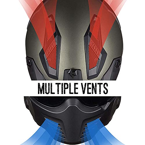 ILM Open Face Motorcycle 3/4 Half Helmet for Dirt Bike Moped ATV UTV Motocross Cruiser Scooter DOT Model 726X (Midnight Green,L)