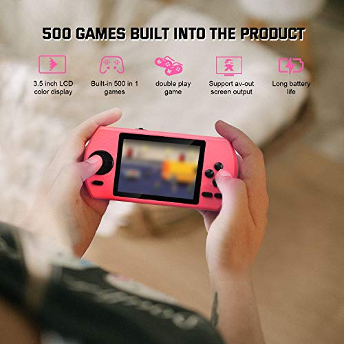 Etpark 500 in 1 Handheld Game Console, Portable Retro Game Player, 3.5-Inch Color Screen Handheld Gameboy, Support TV Two Players , Gift for Kids and Adults