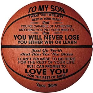 prstenly to my son gift outdoor basketball 29.5", personalized engraved basket ball son you will never lose, graduation back to school birthday gifts for son from mom