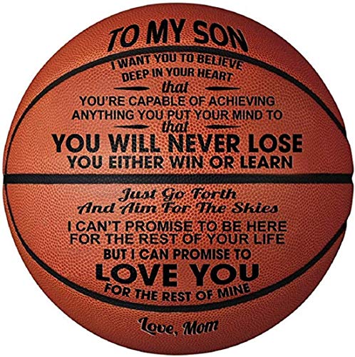 PRSTENLY to My Son Gift Outdoor Basketball 29.5", Personalized Engraved Basket Ball Son You Will Never Lose, Graduation Back to School Birthday Gifts for Son from Mom