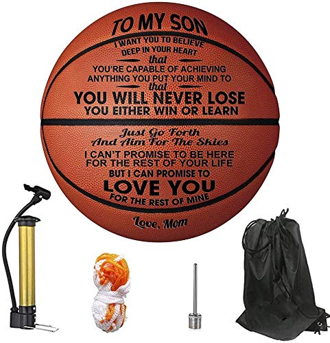 PRSTENLY to My Son Gift Outdoor Basketball 29.5", Personalized Engraved Basket Ball Son You Will Never Lose, Graduation Back to School Birthday Gifts for Son from Mom