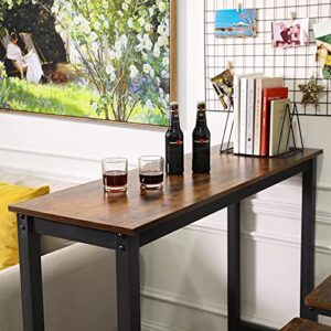 VASAGLE Narrow, Bar Table with Sturdy Metal Frame, Easy Assembly, Industrial Design, ‎15.7 x 47.2 x 39.4 inches, Rustic Brown