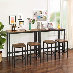 VASAGLE Narrow, Bar Table with Sturdy Metal Frame, Easy Assembly, Industrial Design, ‎15.7 x 47.2 x 39.4 inches, Rustic Brown