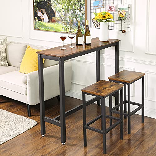 VASAGLE Narrow, Bar Table with Sturdy Metal Frame, Easy Assembly, Industrial Design, ‎15.7 x 47.2 x 39.4 inches, Rustic Brown