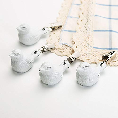 Sungmor Cast Iron Heavyweight Tablecloth Weights - 4 Pack Lovely & Beautiful White Bird Pendent Clips Weights Kit - Heavy Duty Table Cloth Cover Clamps for Home Garden Party Wedding Camping Picnic