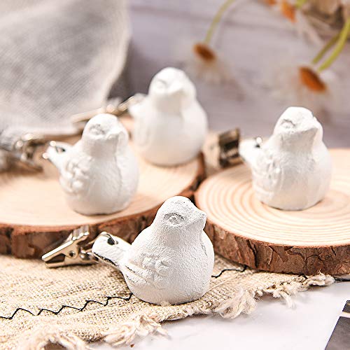 Sungmor Cast Iron Heavyweight Tablecloth Weights - 4 Pack Lovely & Beautiful White Bird Pendent Clips Weights Kit - Heavy Duty Table Cloth Cover Clamps for Home Garden Party Wedding Camping Picnic