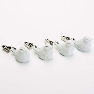 Sungmor Cast Iron Heavyweight Tablecloth Weights - 4 Pack Lovely & Beautiful White Bird Pendent Clips Weights Kit - Heavy Duty Table Cloth Cover Clamps for Home Garden Party Wedding Camping Picnic