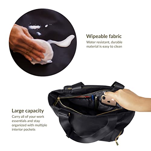 Kiinde Anika Breast Pump Bag with Cooler Pocket, Laptop Compartment, Professional and Stylish, Large Capacity, Easy to Clean, Black with Grey Interior