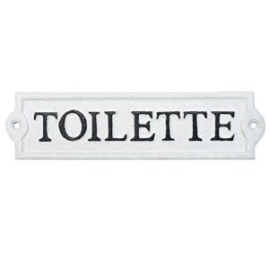 sungmor heavy duty cast iron door toilet sign - white plaque bathroom sign wall decor - decorative restroom sign for home, office, store or restaurant - 1pc pack & 8.3x2.2inch.