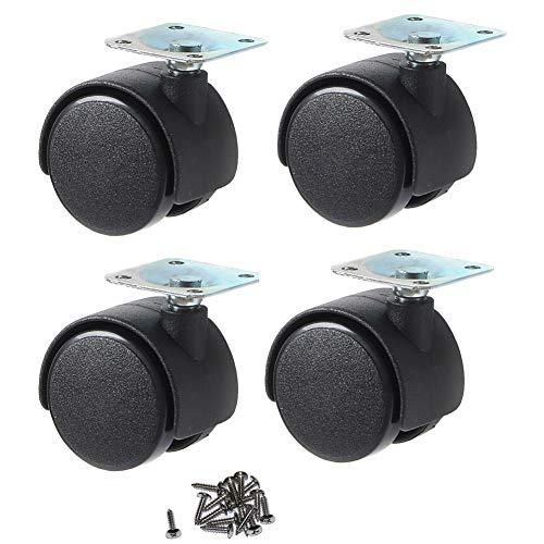 Katahomie Caster Wheels 1.5 inch Nylon Swivel Plate Casters Pack of 4 with Screws