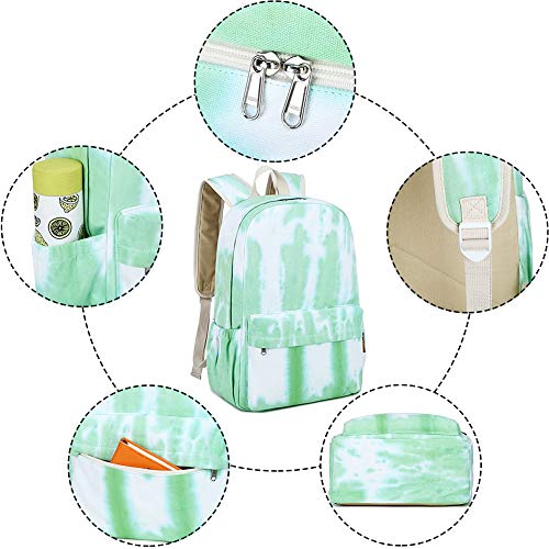 mygreen Canvas School Bag Backpack Girls, Ranibow Style Unisex Fashionable Canvas Zip Backpack School College Laptop Bag for Teens Girls Students Casual Lightweight Travel Daypack Outdoor