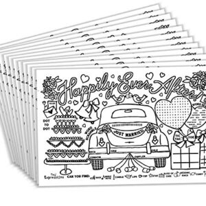 Tiny Expressions – Wedding Activity Placemats for Kids (Pack of 12 Wedding Placemats) | Coloring Activity Paper Mats for Kids Table | Disposable Bulk Bundle Set (12 Paper Placemats)