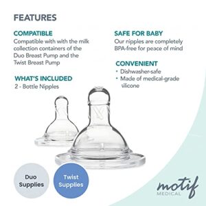 Motif Medical Slow-Flow Baby Bottle Nipples for Duo