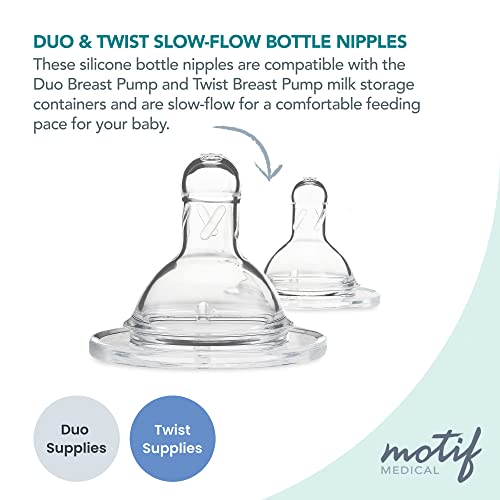 Motif Medical Slow-Flow Baby Bottle Nipples for Duo