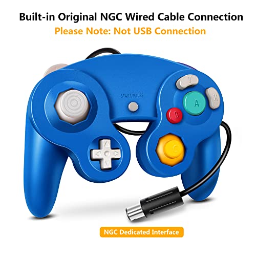 FIOTOK Gamecube Controller, Classic Wired Controller for Wii Nintendo Gamecube (Blue & Red-2Pack)