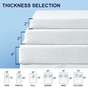 subrtex 3 Inch Bedding Topper Cover Removable Cool Mattress Protectors Washable with Adjustable Straps Anti-Slipping Meshing Backing Bamboo Fabric with Zipper (CK), 3inch, White