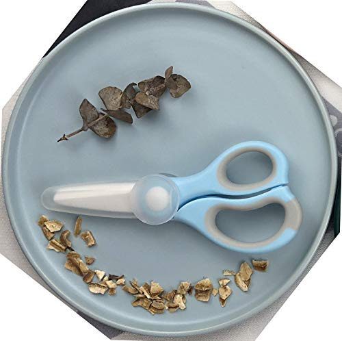 Baby Food Scissors Ceramic，Portable Baby Food Scissors without BPA With Box And Dust Cover (Blue)