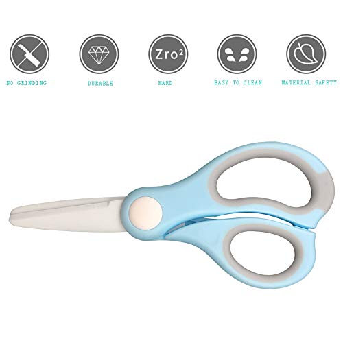 Baby Food Scissors Ceramic，Portable Baby Food Scissors without BPA With Box And Dust Cover (Blue)