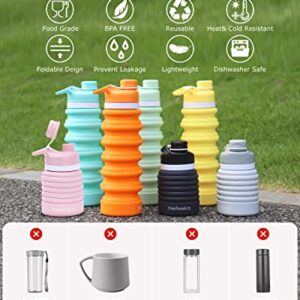 Nefeeko Collapsible Water Bottle, 26oz Silicone Foldable Water Bottles Leakproof BPA Free Travel Water Bottles with Carabiner, Portable Sport Water Bottles for Camping,Hiking Outdoor Indoor Sport