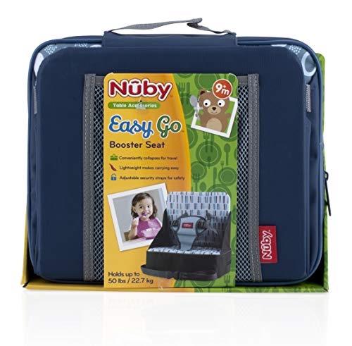 Nuby Easy Go Safety Lightweight High Chair Booster Seat, Great for Travel, Blue