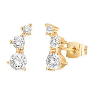 pavoi womens 14k gold plated yellow gold - sterling silver post cubic zirconia ear crawler earrings